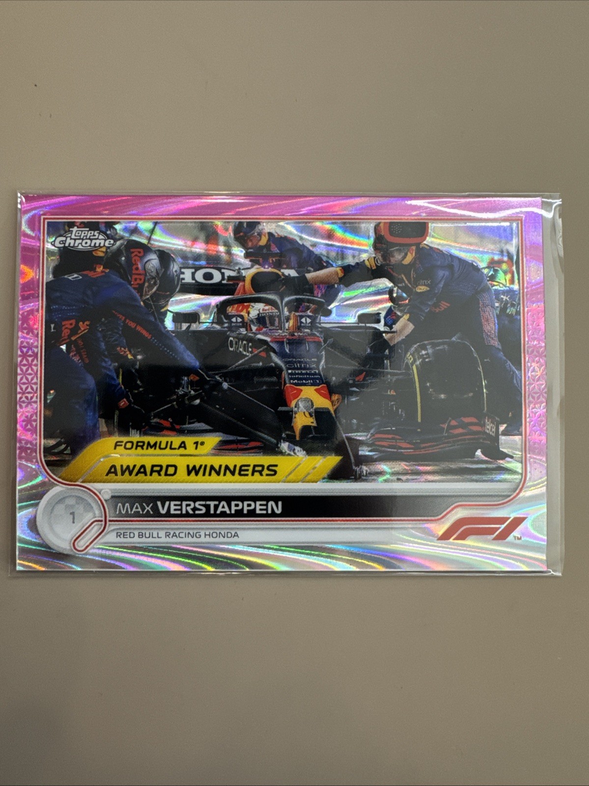 2022 Topps Chrome Formula 1 Pink RayWave Refractor /75 Max Verstappen #196