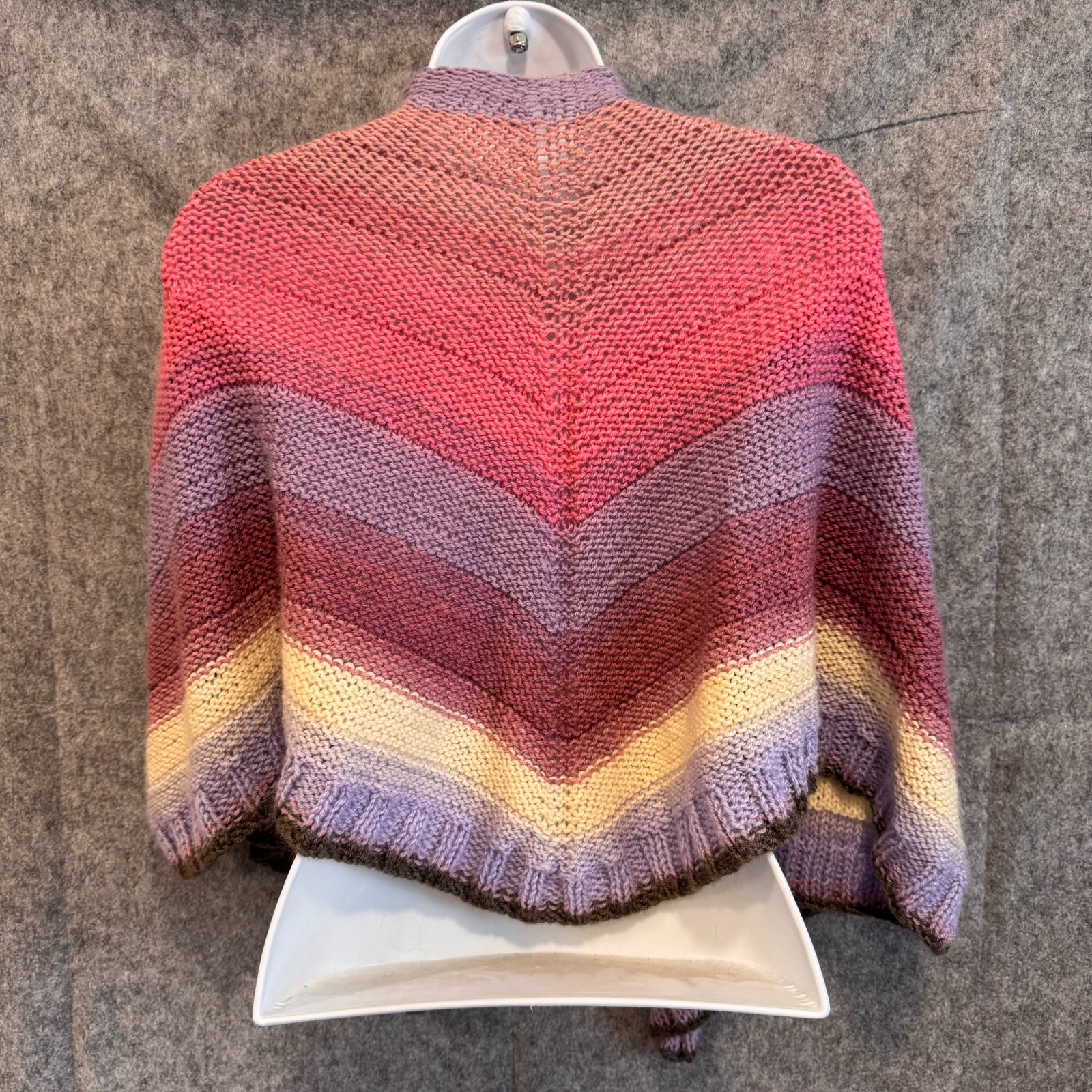 Triangle Shawl Wrap Purple Gradient Colorful Hand… - image 2