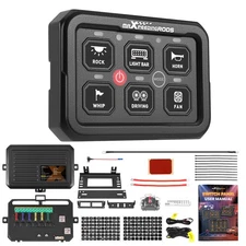 RGB Touch Panel Universal For Truck Marine UTV ATV 6 Gang Aluminum Housing 60A