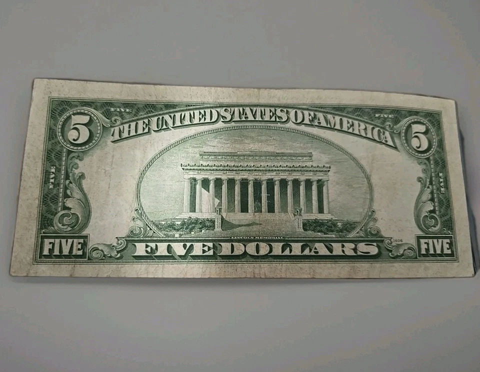 RARO G65079835A 1928-D NOTA DE US$ 5 VERMELHA 🥅 SELO NOTA ESTADOS UNIDOS.  - Imagem 3 de 4