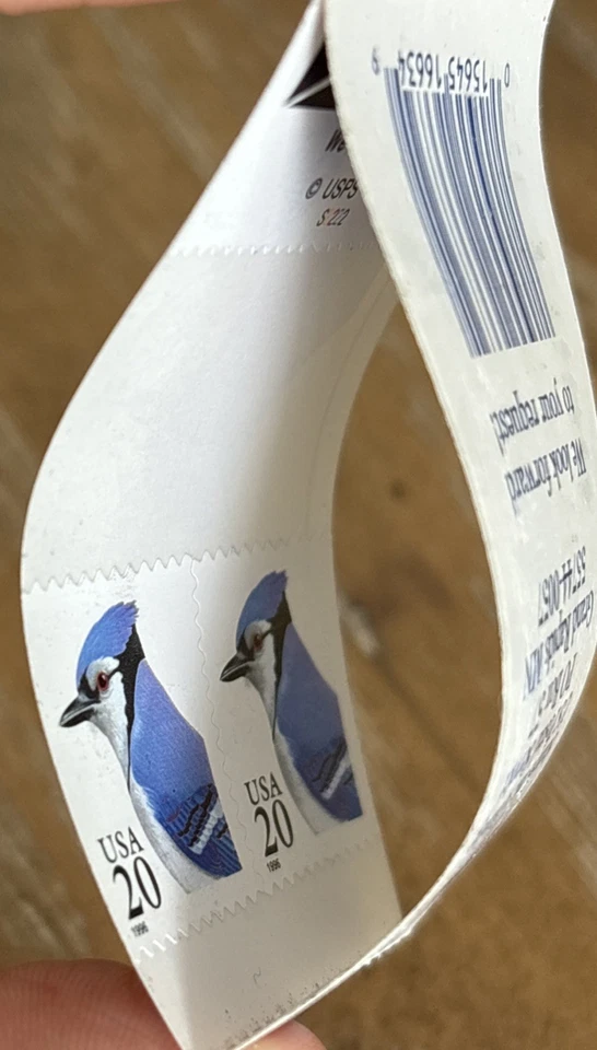 U.S. Booklet Of 8 S2222 1995 USA 20cents Blue Jay Stamps Incomplete/8 Left - Image 3 of 4