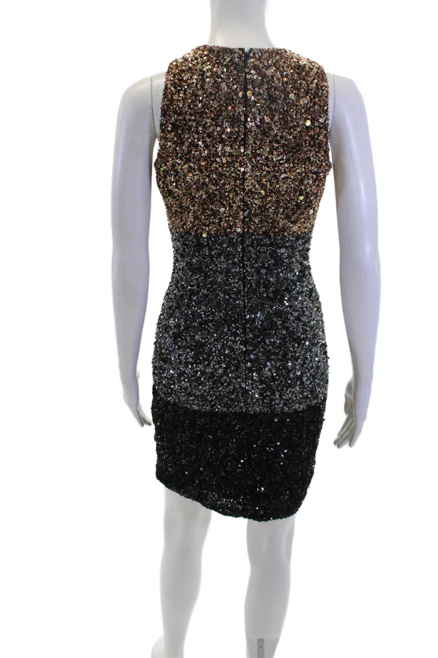 Vestido French Connection para mujer color bloque lentejuelas cuello redondo multicolor talla 4 Foto 3 de 4