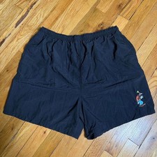 Vintage Mickey Unlimited Goofy Embroidered Black Swim Shorts
