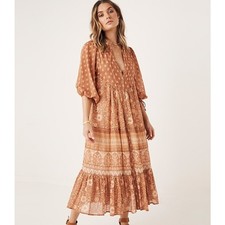 Spell & the Gypsy Collective Utopia Midi Dress Floral Tiered Boho Maxi, Size XS