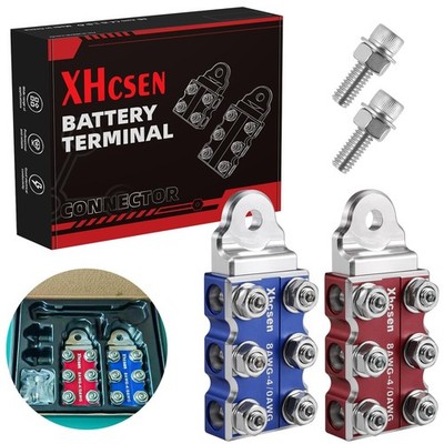 12-Way Battery Terminal Connectors with Bolt Down Ends or Threaded Studs, Hea...