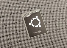 5 x Black  Silver Ubuntu Linux Inside Old Logo v1 Stickers For The PC Case