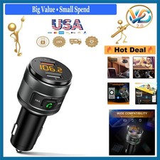 Bluetooth 5.3 FM Transmitter Car Kit Dual USB Charger Hands-Free Calling