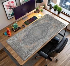 Gray Persian Rug Mouse Pad, Vintage Desk Mat, Large Gaming Desk Pad NHP689