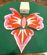 Vintage Chinese Colorfully Hand Painted Paper Bamboo Wood Framed Kite