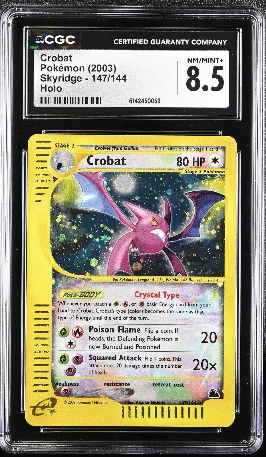 CGC 8.5 NM/MINT+ Crobat 147/144 Skyridge Holo Pokemon Card