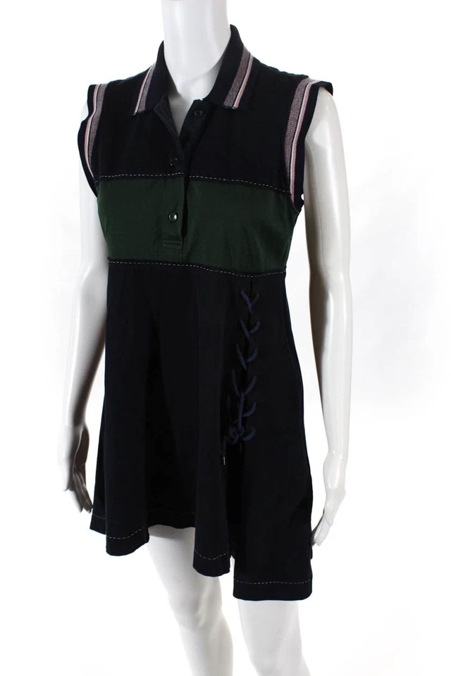 Carven Womens Lace Up Mini Polo Shirt Dress Size 40 11228090 - Image 2 of 4