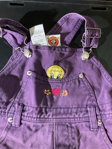 Vintage Looney Tunes Tweety Bird and Sylvester Overalls Youth Size 5 - Picture 2 of 6