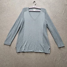 J. Jill Women Sweater M Gray Cotton Nylon Long Sleeve