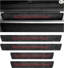 Red-4pcs Car Door Sill Protector, Anti-Scratch Carbon Fiber Door Sill Protection