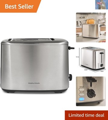 Stilvoller 2 Scheiben Edelstahl Toaster mit herausnehmbarer Krümelschublade und Funktionen
