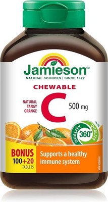 Jamieson Chewable Vitamin C 500 mg - Tangy Orange, 120 tablets -FREE SHIPPING