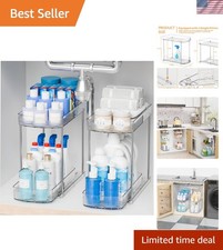 2-Pack Clear 2-Tier Pull-Out Under Sink Organizer with Sliding Drawers