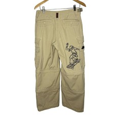 JNCO Jeans Khaki Cream Cargo Pants Wide Leg Skater Raver Y2K Vintage 90s Sz. 18