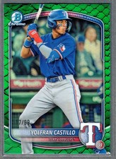 2025 Bowman Draft Yolfran Castillo Reptilian Green Refractor #/99 Rangers SP