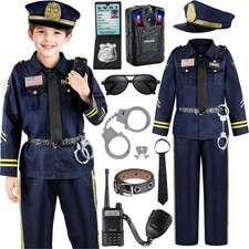 Police Officer Costume for Kids, Cop Costume Outfit Set with Toy Ac... Fast Ship