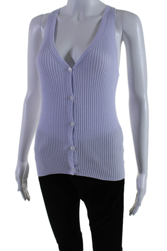 Theory Womens Soft Iris Slim Ribbed Bleecker Cotton Sleeveless Vest Top Size P - Bild 2 von 6