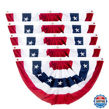 2x4 Ft American Pleated Fan Flag, Patriotic Half Bunting, Indoor Outdoor
