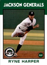 2016 Jackson Generals Grandstand #10 Ryne Harper Clarkesville Tennessee TN Card