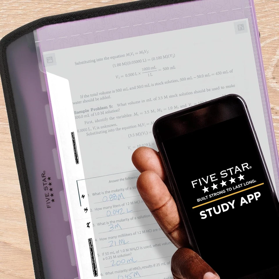 Five Star Expanding File Organizer + Study App, 7-Pocket Amethyst Purple  - Image 3 of 4