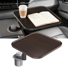 360  Rotation Car Desk for Laptop, Height-Adjustable Cup Holder Table, Wooden...