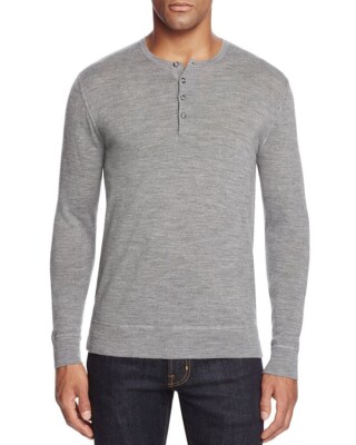 Wool Jersey Henley L/S Tee サイズL The Men's Store L68947 Mens Grey Merino Wool Henley Size M | eBay