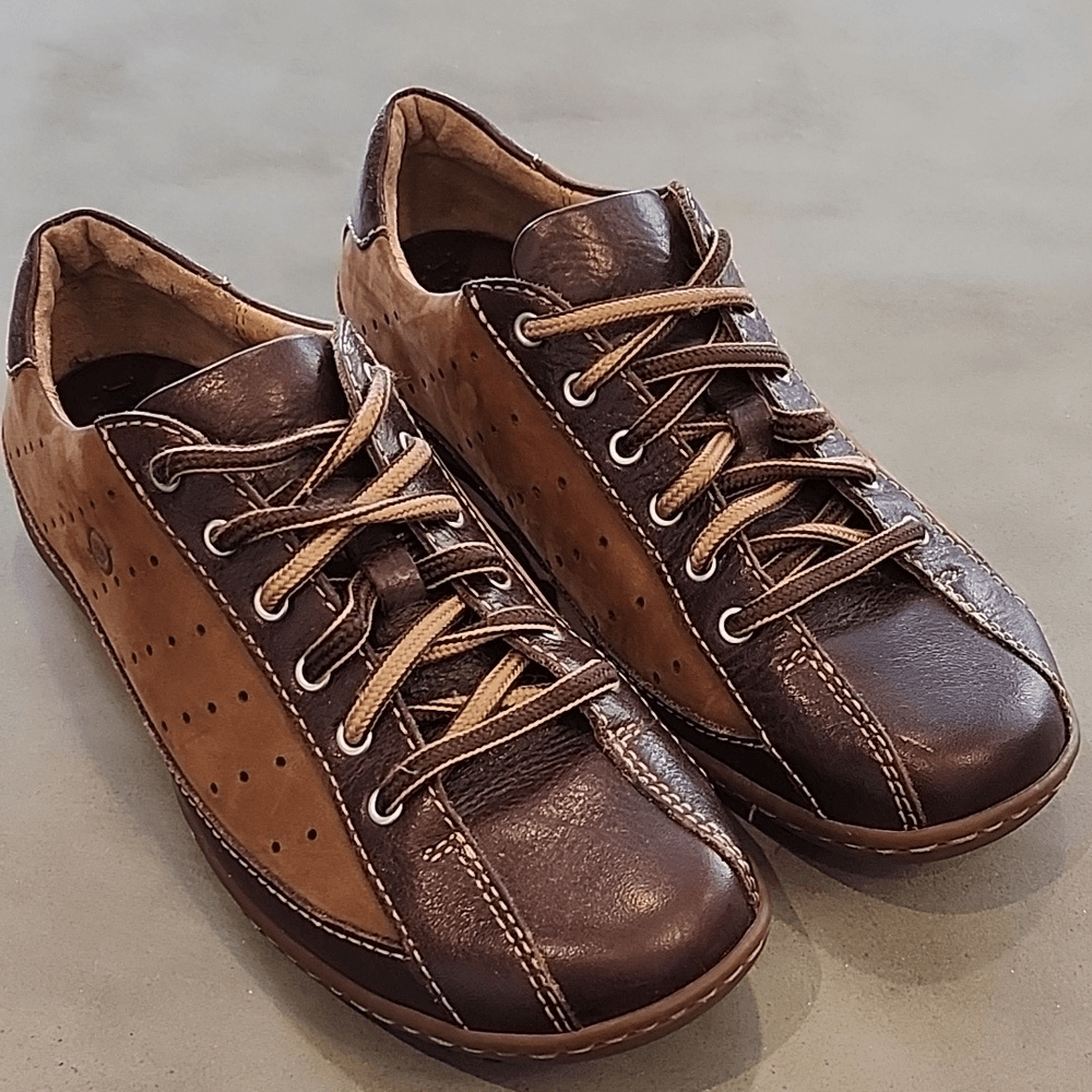 Two Tone Brown Leather and Suede Born Oxford Style Lace Up  display picture 2