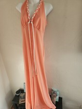 vintage jumpsuit 70's disco halter top orange super bells j.c.penneys poly med