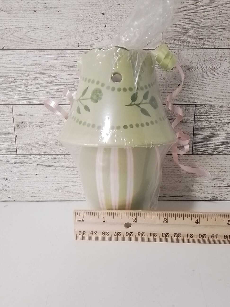 Yankee Candle Green Striped Tea Light Holder