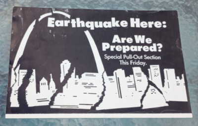 EARTHQUAKE - St. Louis Post-Dispatch Newspaper Stand Machine Insert  (1990's)