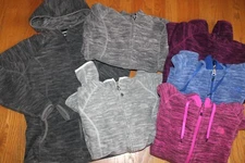 The NORTH FACE Mezzaluna Stria Masonic FLEECE Jacket Coat L large GREY Blue PINK