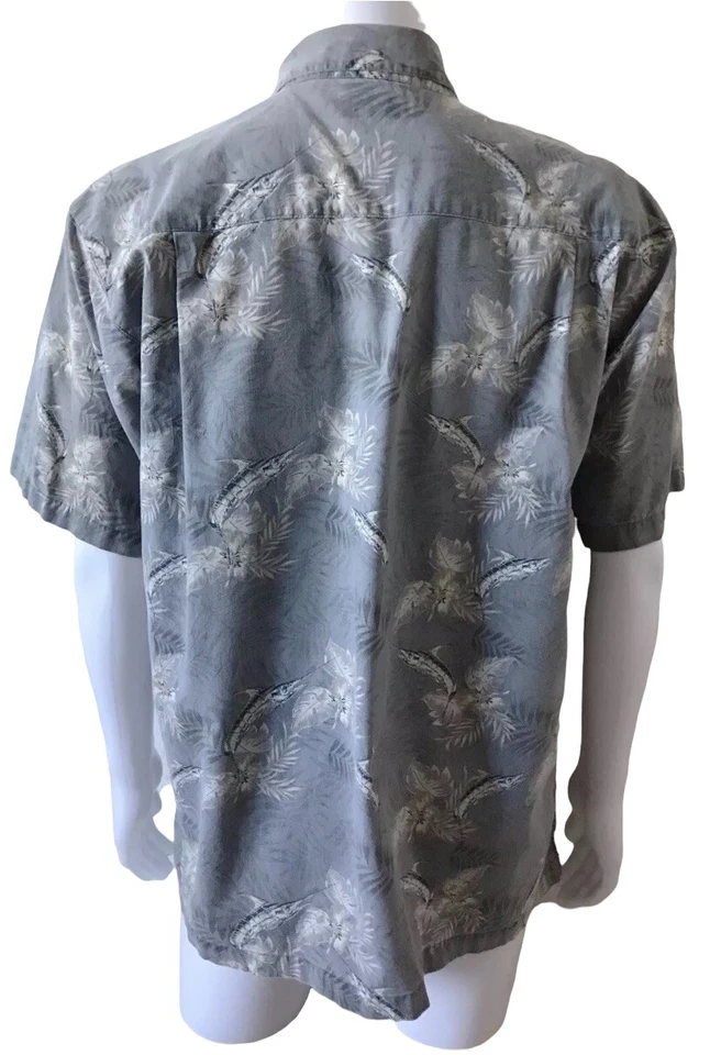 Camisa WOLVERINE Para Hombres Talla Grande Estampado de Pez Espada Manga Corta Cuello Abotonado Foto 3 de 4