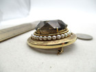 14K Solid Yellow Gold Brown Smokey Topaz Pearl Brooch Pin [PI 5] — photo 8