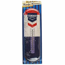 Standard Chevron Gas & Oil Station Metal Tin Thermometer 5.5" x 17