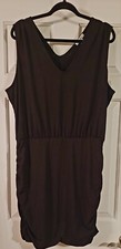 Nine West New Women's Black Sleeveless Dress Ruching On Skirt Size XXL