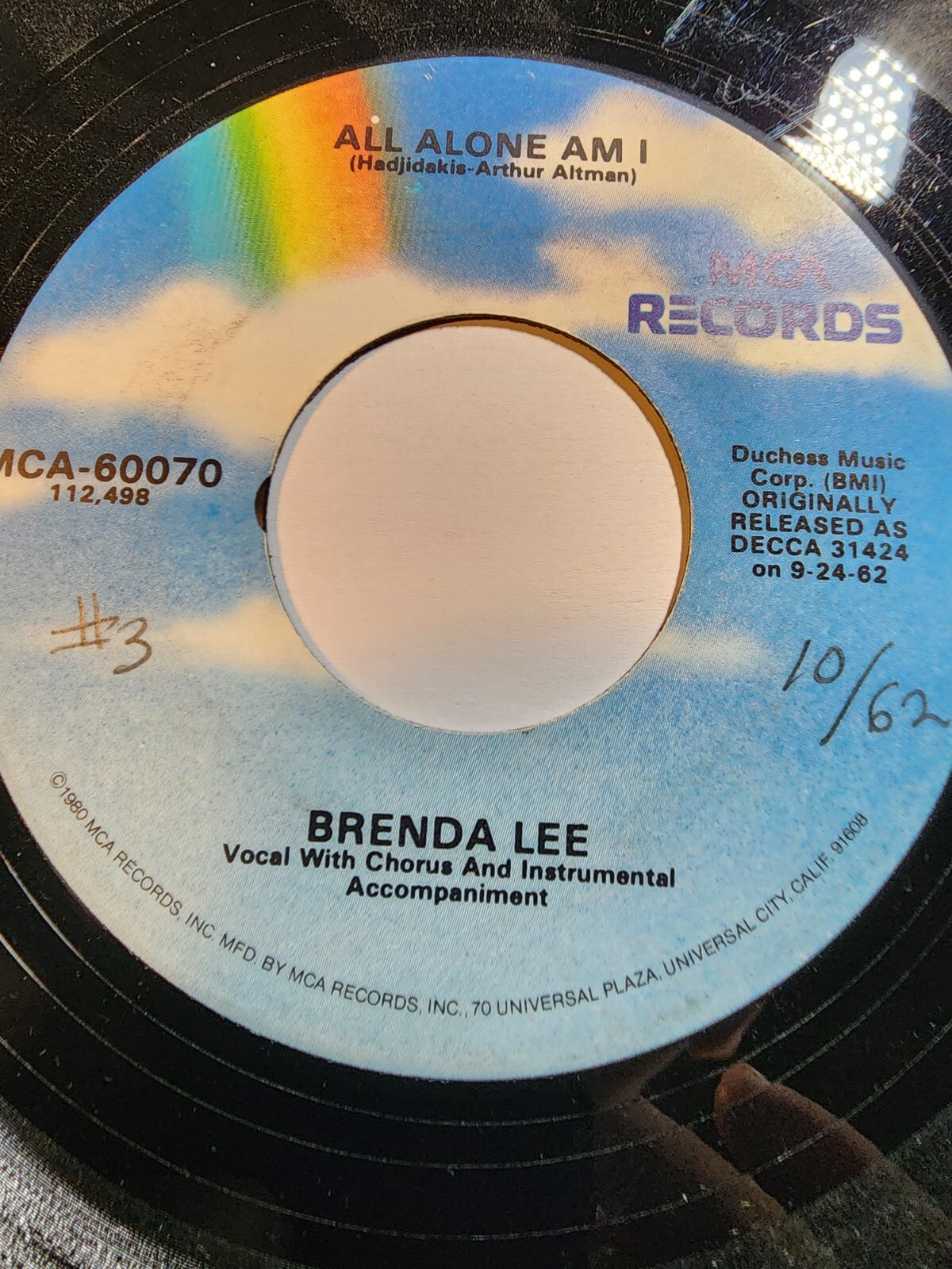 Brenda Lee ~ All Alone Am I - I'm Sorry ~ MCA Records 45RPM  GOOD+ F300