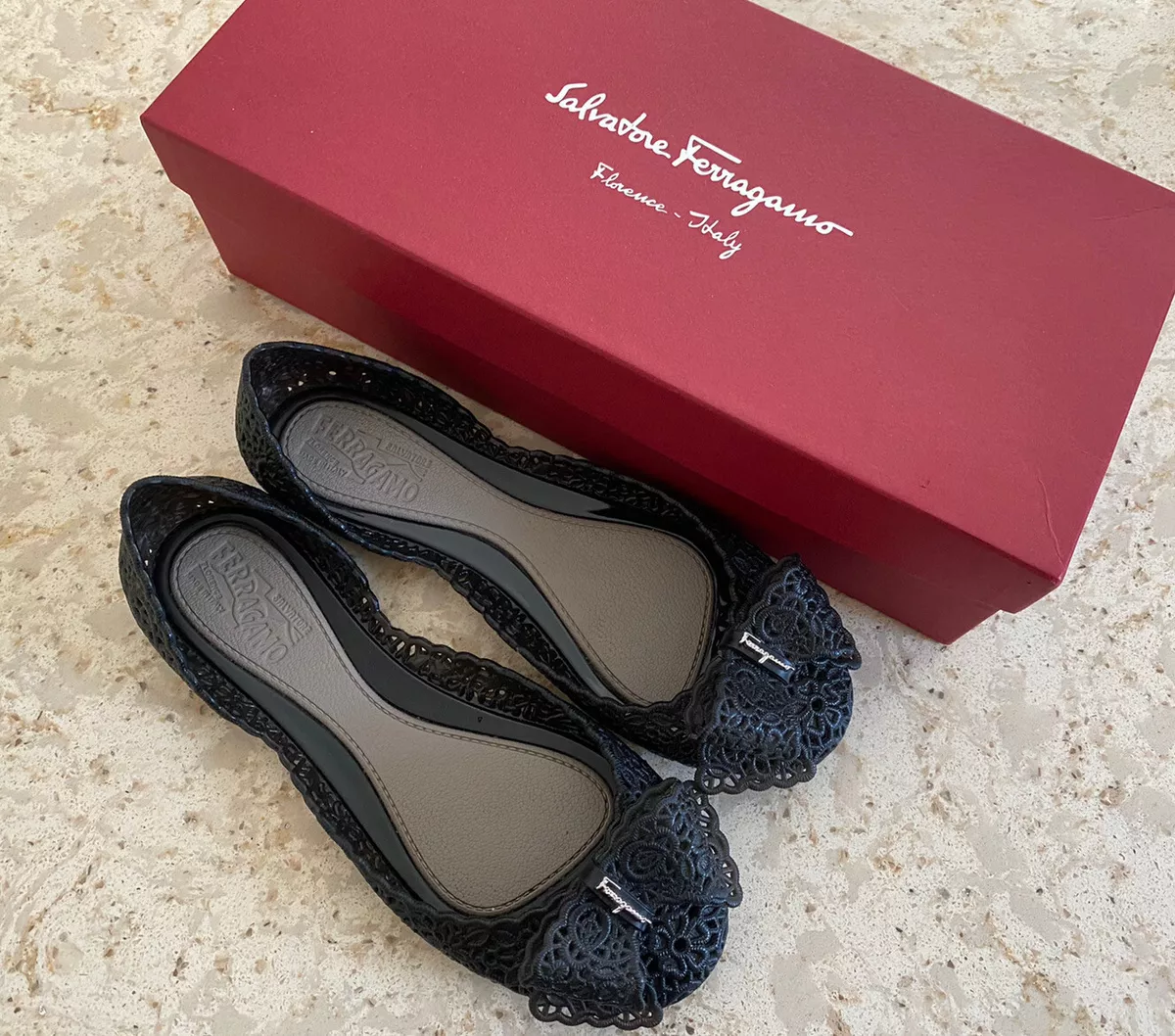 Salvatore Ferragamo Jelly Bow Flat Sandals