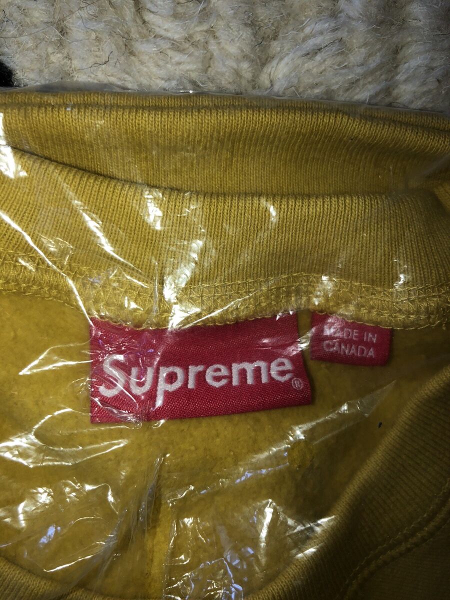 Supreme Box Logo Crewneck FW18 Mustard Yellow Large 100 Supreme Box Logo Crewneck FW18 Mustard Yellow Large 100