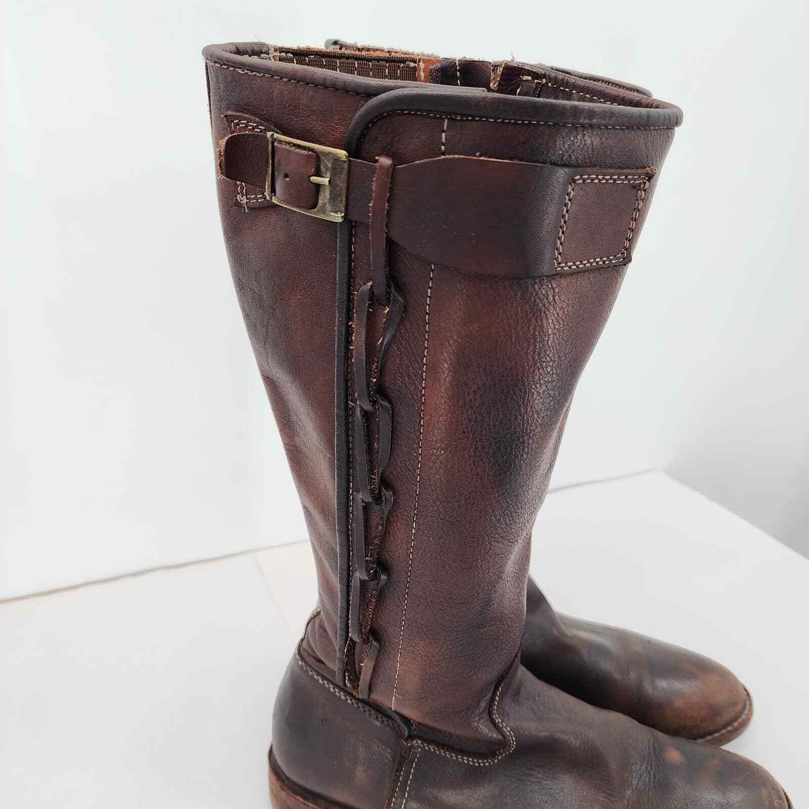 Bedstu Distressed Leather Cobbler Series Boots Buckles Side Zip Women’s ...