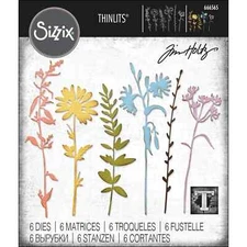 Vault Wildflowers Flower Sizzix Thinlits Flowers Die Set by Tim Holtz 666565 NEW