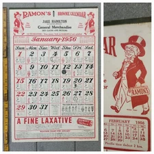 Complete 1956 Battletown KY General Store RAMONS PILLS ADVERTISING 19" CALENDAR