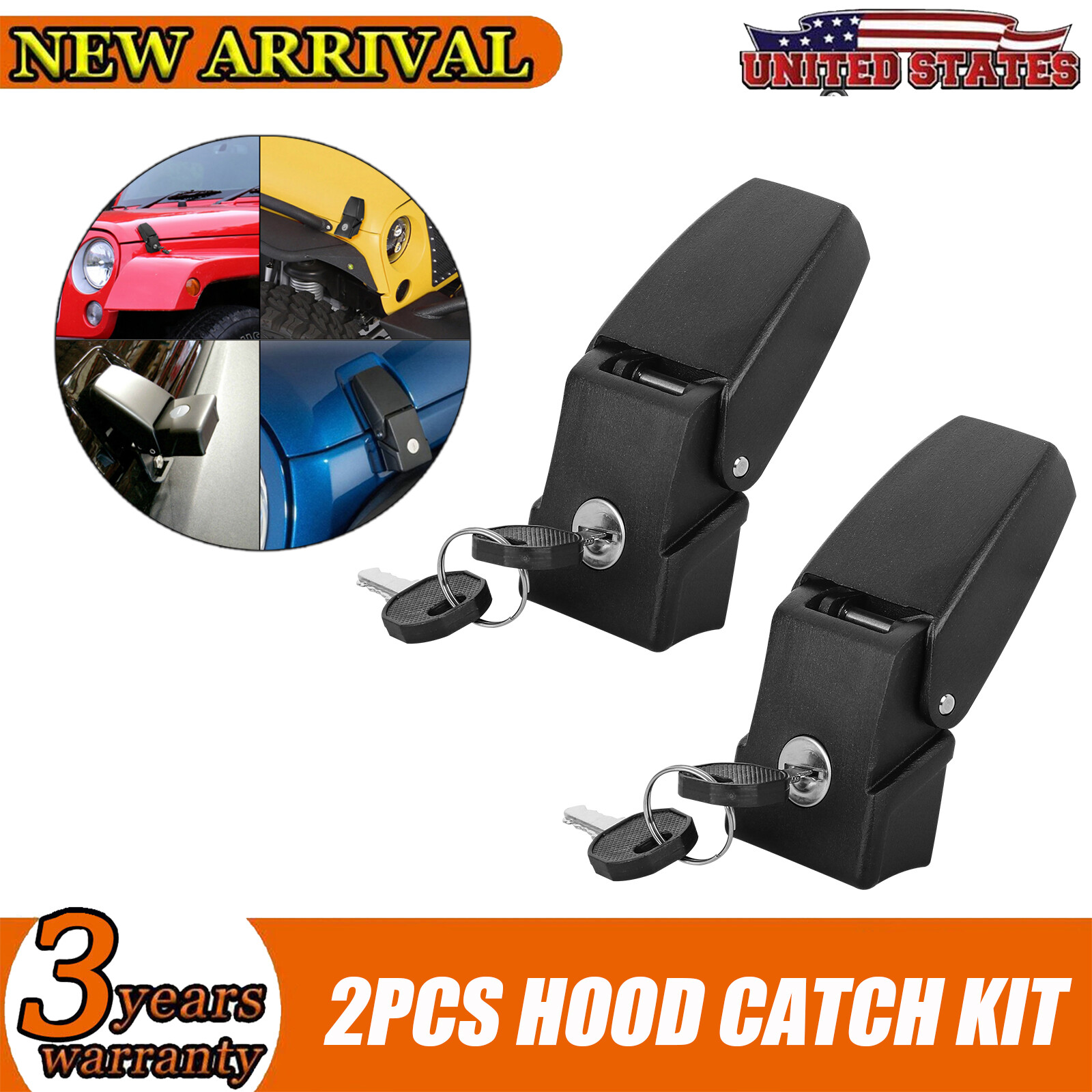 Metal Hood Catch Latches Lock Kit For Jeep Wrangler JK JLJT 2007-18 Accessories