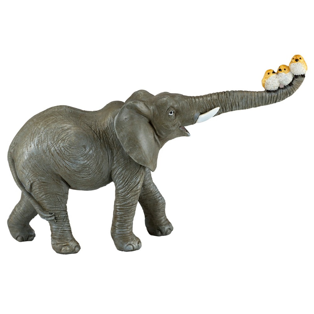 Gray Elephant With Birds On Trunk Figurine 8