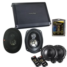 Alpine 4-Ch Class A/B Car Audio Amplifier & 6.5" Component & 6x9" coax speakers