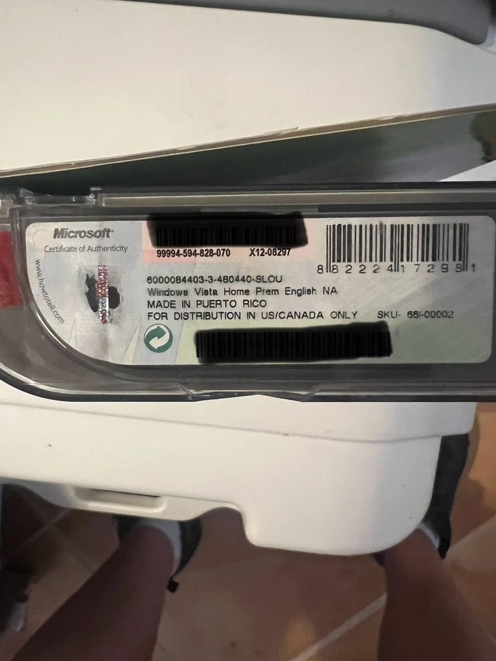 Microsoft Windows Vista Home Premium Full w/SP1 MS WIN 32 Bit DVD =opened= - Image 3 of 3