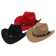 Women's and Men's Western Cowboy Hat Wide Brim Costume Sun Hat Suede Panama